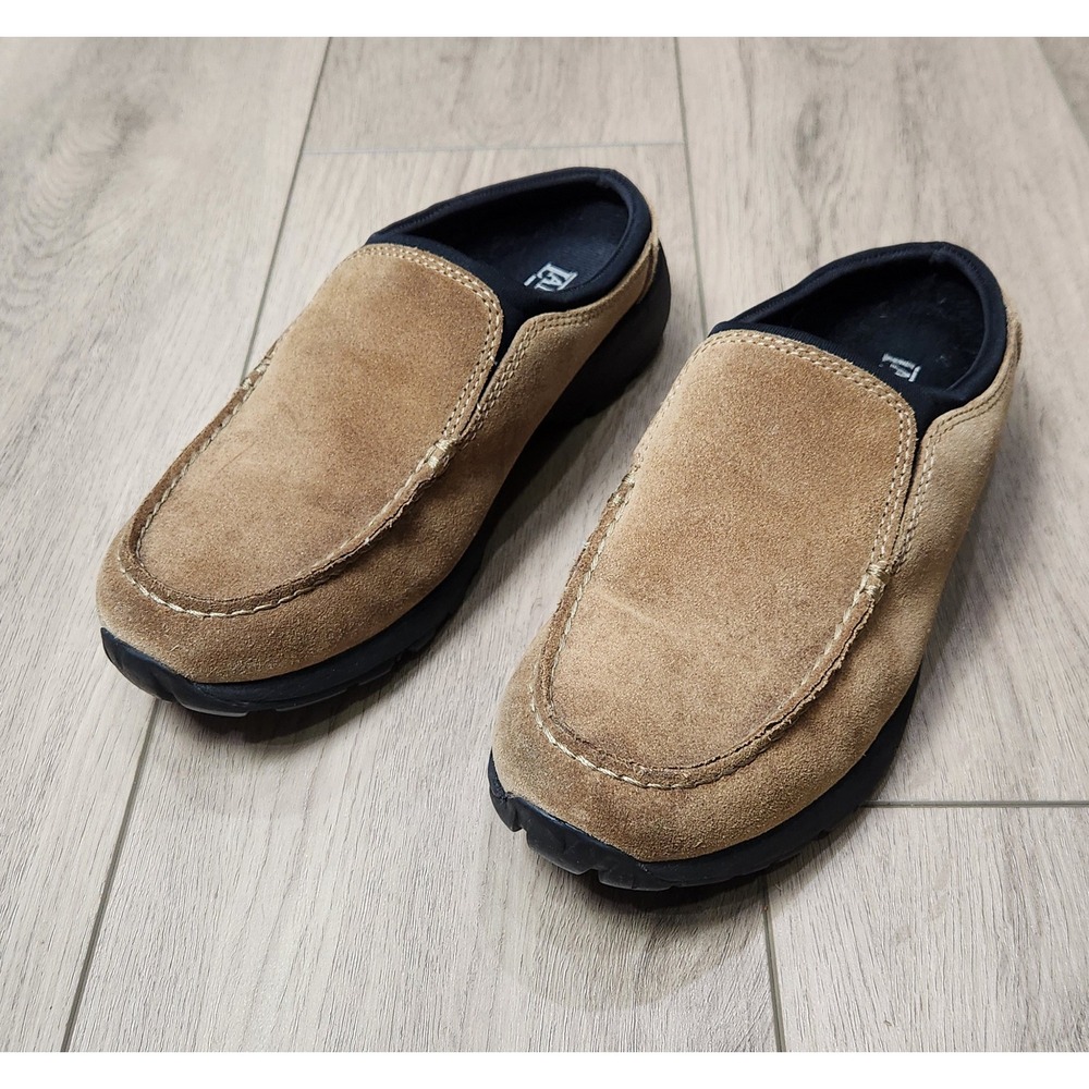 Lands End Womens‎ Tan Suede Mule Shoes Slip On Clogs Size 7B